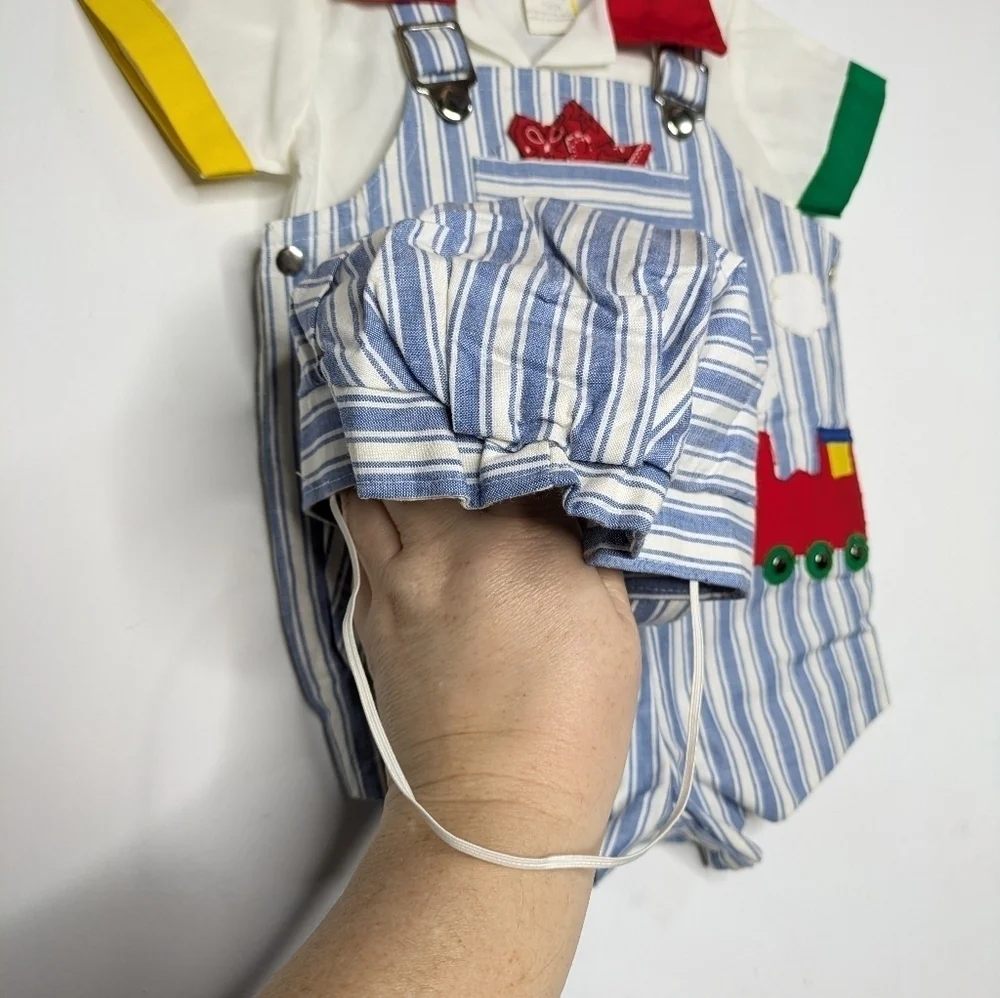 Vintage blue white red engineer 3 piece set 3-6mo